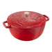 Staub Enameled Cast Iron 5.25 Qt Essential French Oven with Horse Lid in Cherry Red