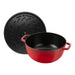 Staub Enameled Cast Iron 5.25 Qt Essential French Oven with Horse Lid in Cherry Red
