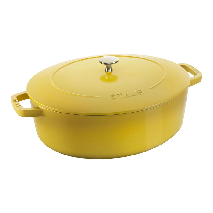 Staub Enameled Cast Iron 6.25 Quart Wide Oval Dutch Oven in Citron