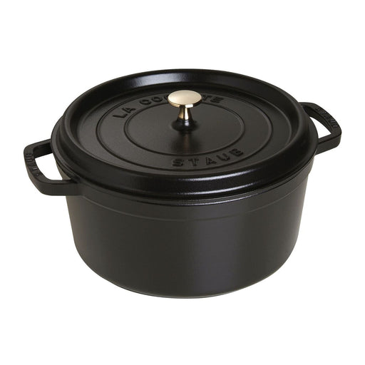 Staub Enameled Cast Iron 7 Quart Round Cocotte in Black Matte
