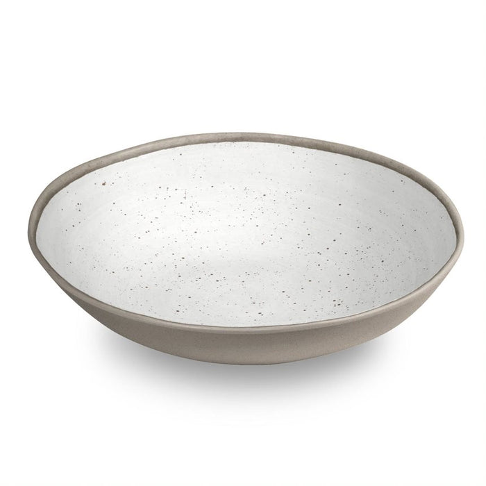 TarHonge Merge Retreat Pottery White Bamboo Serving Bowl