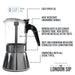 The London Sip Glass Stovetop Espresso Coffee Maker 3 Cup
