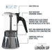 The London Sip Glass Stovetop Espresso Coffee Maker 6 Cup