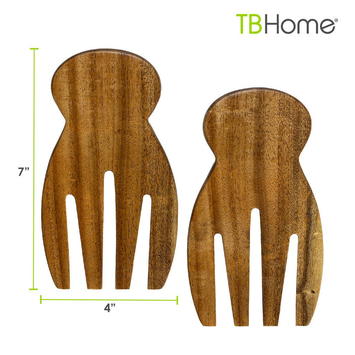 Totally Bamboo Home Acacia Wood Salad Hands Serving Set