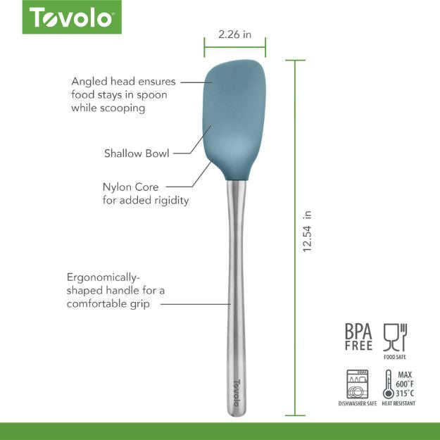 Tovolo Flex-Core Spoonula with Stainless Steel Handle Blue Slate