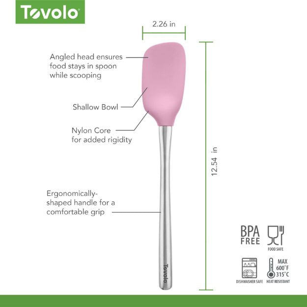 Tovolo Flex-Core Spoonula with Stainless Steel Handle Pink Sorbet