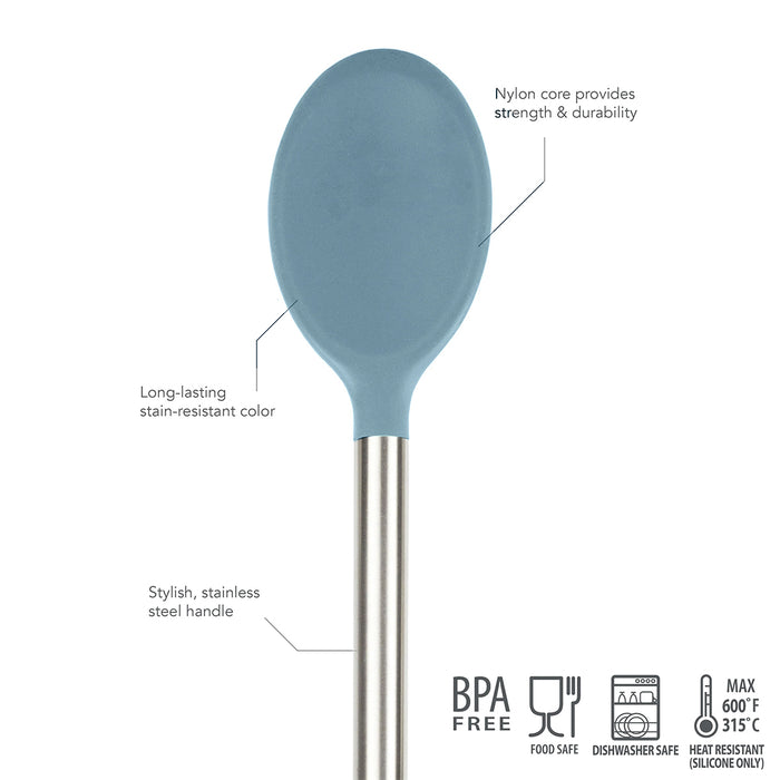 Tovolo Silicone and Stainless Steel Mixing Spoon Blue Slate