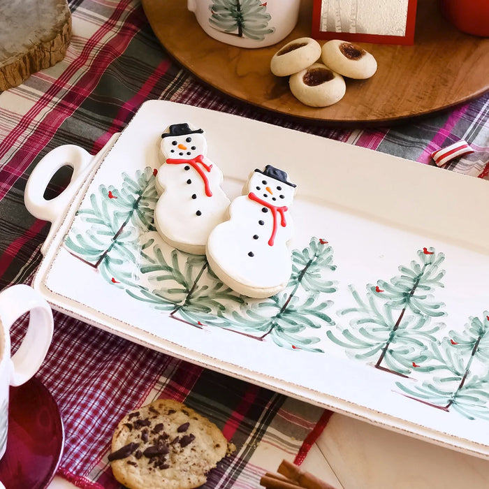 Vietri Lastra Holiday Handled Rectangular Platter