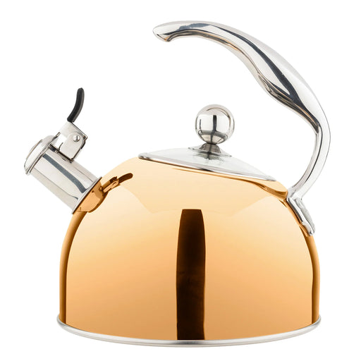 Viking 2.6 Qt Rose Gold Stainless Steel Whistling Kettle with 3-Ply Base