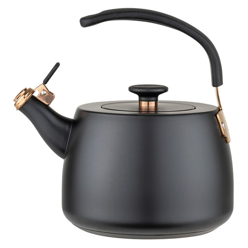 Viking 2.6 Qt Stainless Steel Modern Teakettle w/ 3-Ply Base Black & Rose Gold