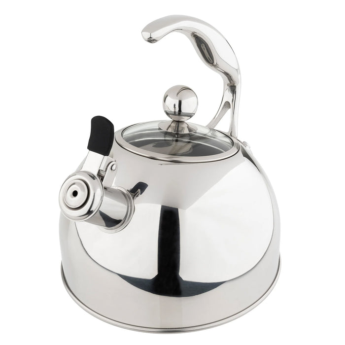 Viking 2.6 Qt Mirrored Stainless Steel Whistling Kettle with 3-Ply Base