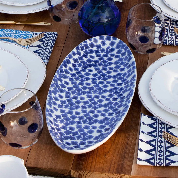 Viva By Vietri Santorini Flower Narrow Oval Platter
