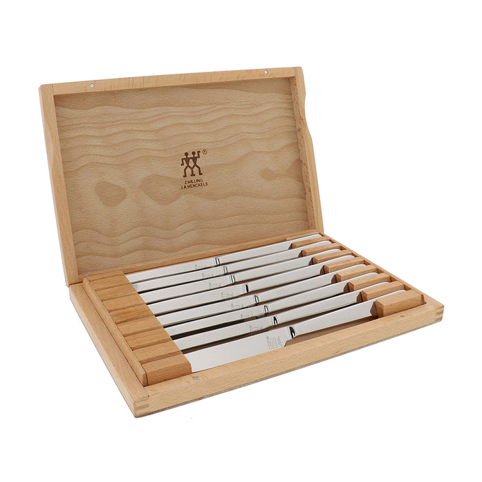 Zwilling Stainless Steel 8 Pc Steak Knife Set with Wood Case