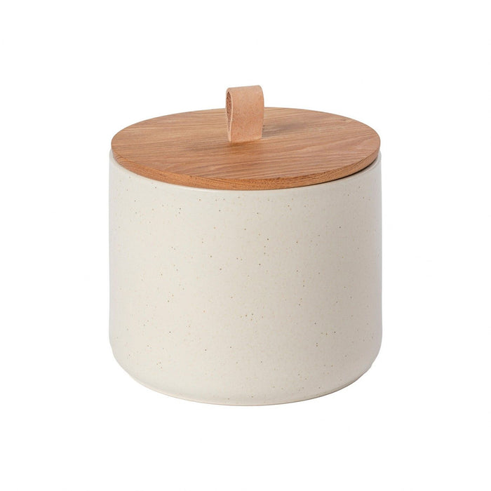 Casafina Pacifica Vanilla Large Canister with Oak Wood Lid