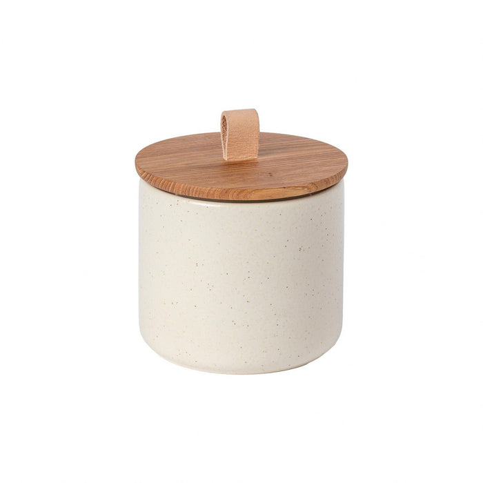 Casafina Pacifica Vanilla Medium Canister with Oak Wood Lid