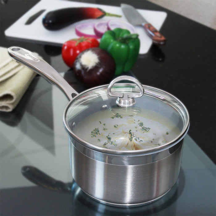 Induction 21 Steel 2 QT Saucepan with Lid