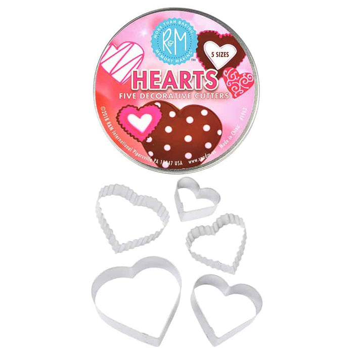 Heart Cookie Cutters in Tin 5 PC Set