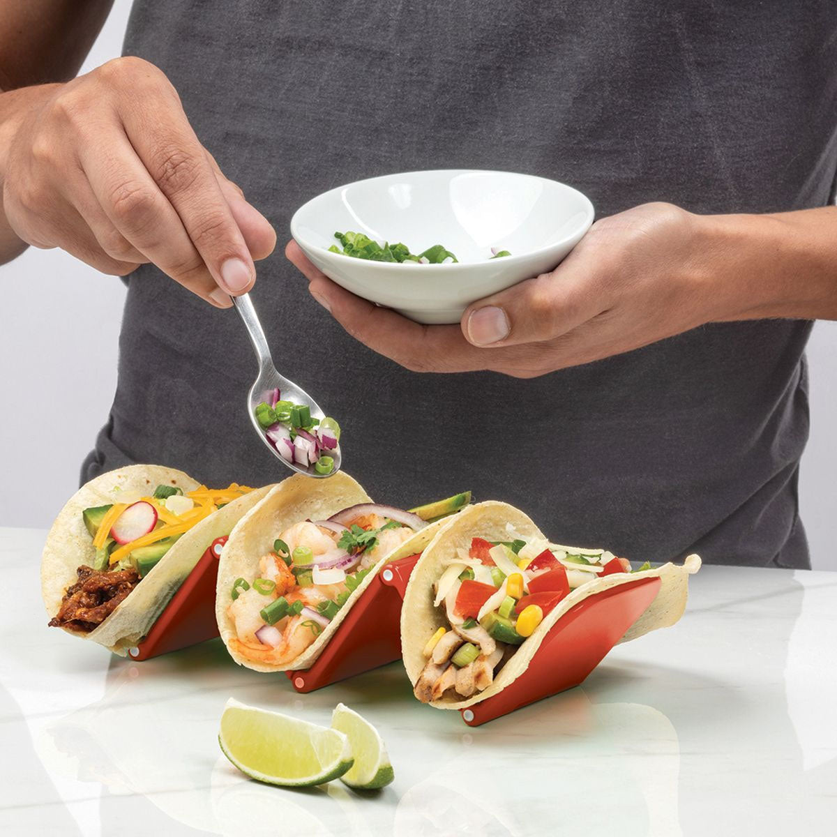 4 Pack Silicone Taco Plates With Dividers, Reusable - View #13