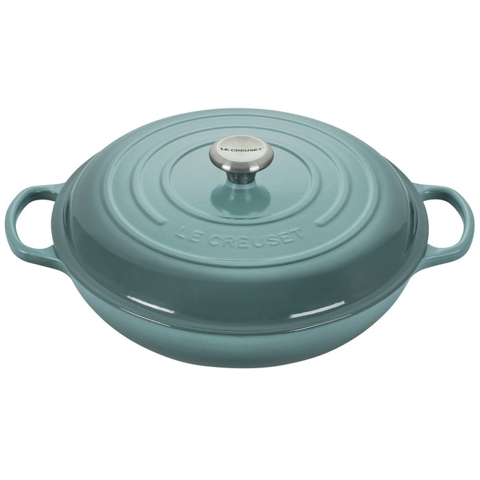 Enameled Cast Iron Cookware Shallow Casserole Braiser Pan, With Steel Knob  Cover