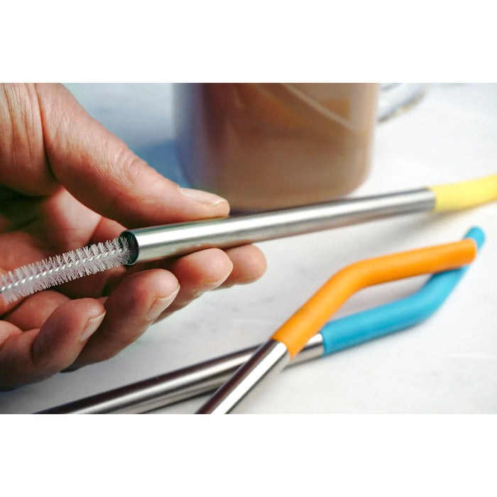 RSVP International Silicone Tip Straws & Cleaning Brush Set — Las
