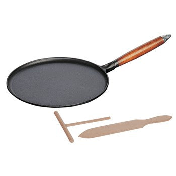 Staub Enameled Cast Iron 11" Crepe Pan with Spreader and Spatula