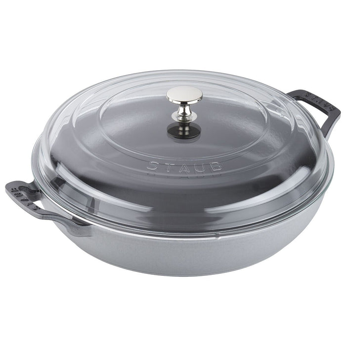Staub Enameled Cast Iron 3.5 Qt Braiser with Glass Lid in Graphite Grey