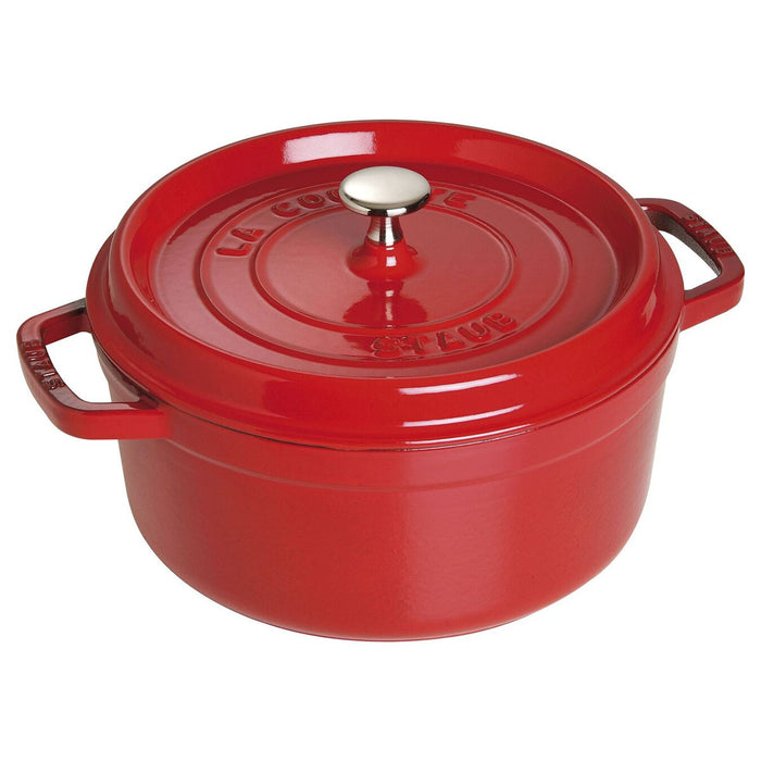 Staub Enameled Cast Iron 4 Quart Round Cocotte in Cherry Red