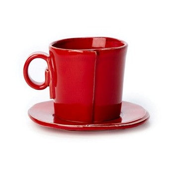 Vietri Lastra Red Espresso Cup & Saucer