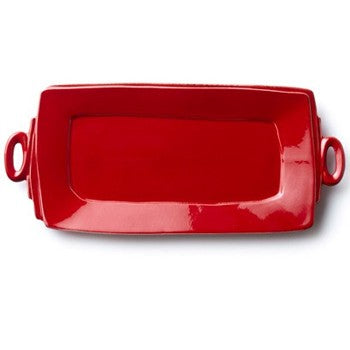 Vietri Lastra Red Handled Rectangular Platter