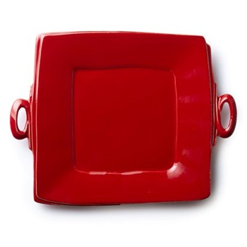 Vietri Lastra Red Handled Square Platter