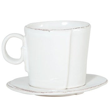 Vietri Lastra White Espresso Cup & Saucer