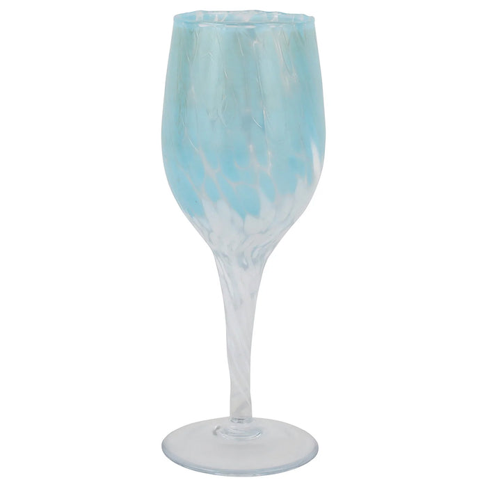 Vietri Nuvola Light Blue and White Wine Glass