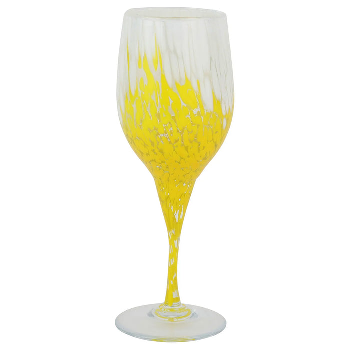 Vietri Nuvola White and Yellow Wine Glass