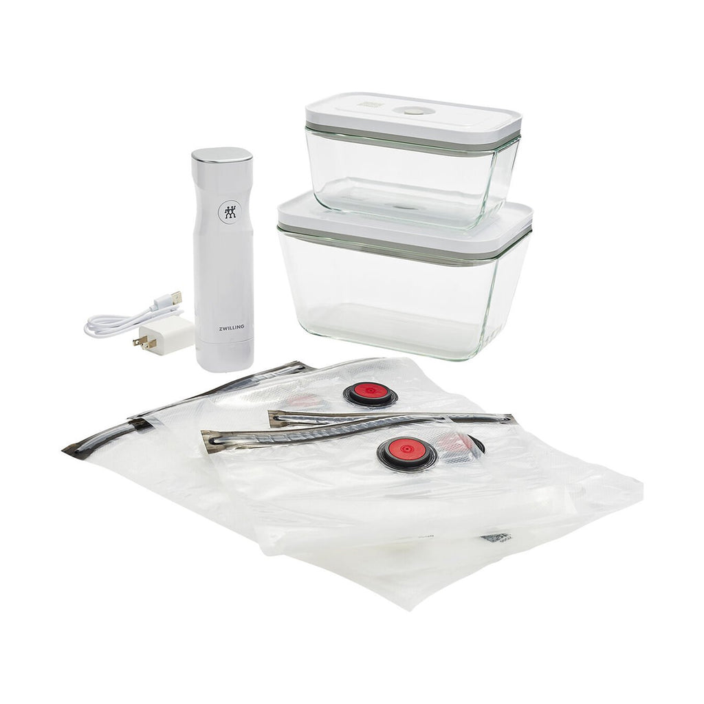 ZWILLING Vacuum Sealer Bag Starter Set, 4-Piece, Preserve Food Freshness, Cordless Pump