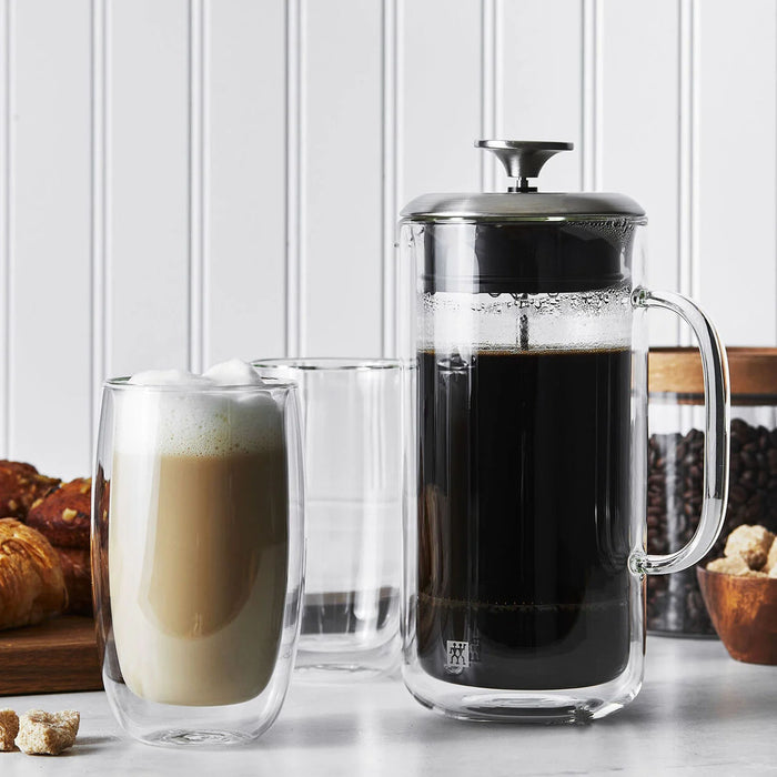 ZWILLING Sorrento Plus 3 Pc Double Wall French Press and Latte Glass Set