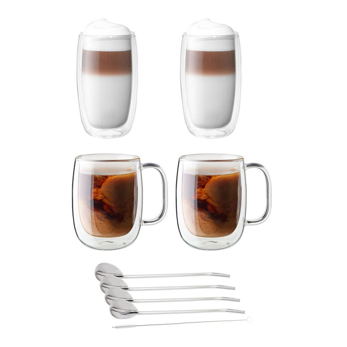 2 pcs Espresso Cups Set of 2, Double Walled Espresso Glass with